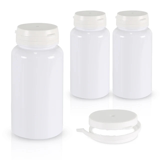 500ml/500CC PET Glossy White Plastic Pill Packer Bottles with Pull-off Ring Cap Screen Printing Screw Cap Sealed for Medicine