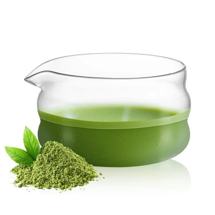 Textured Colored Glass Big Matcha Green Tea Ceremony Bowl With Glaze and Pouring Spout Salad Porridge Juice Bowl