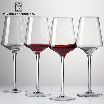 Best Sale New Design 330ml/350ml/360ml/435ml/555ml lead free crystal wine glass cup transparent goblet glass wine manufacturer