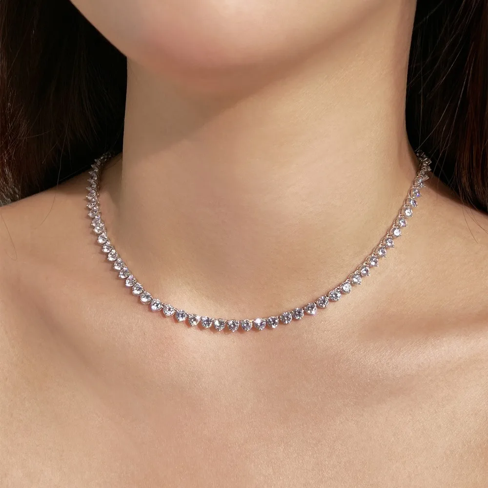 KAKODIY 925 Sterling Silver Necklace Hypoallergenic Rhodium Plated Shiny 5A Cubic Zirconia Zirconia Jewelry for Women Tennis Necklace detail 4