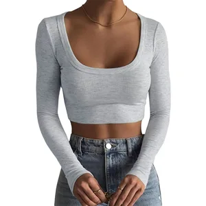 Summer Women's Round Neck Long Sleeved Thread Fashionable Casual Slim Fit T-shirt