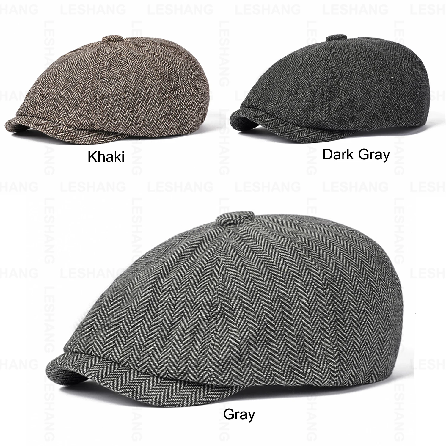 Custom Logo Gatsby 8 Panel Ivy Hats Newsboy Caps Men Painters Hats Autumn Winter Cotton Berets Herringbone Flat Cap