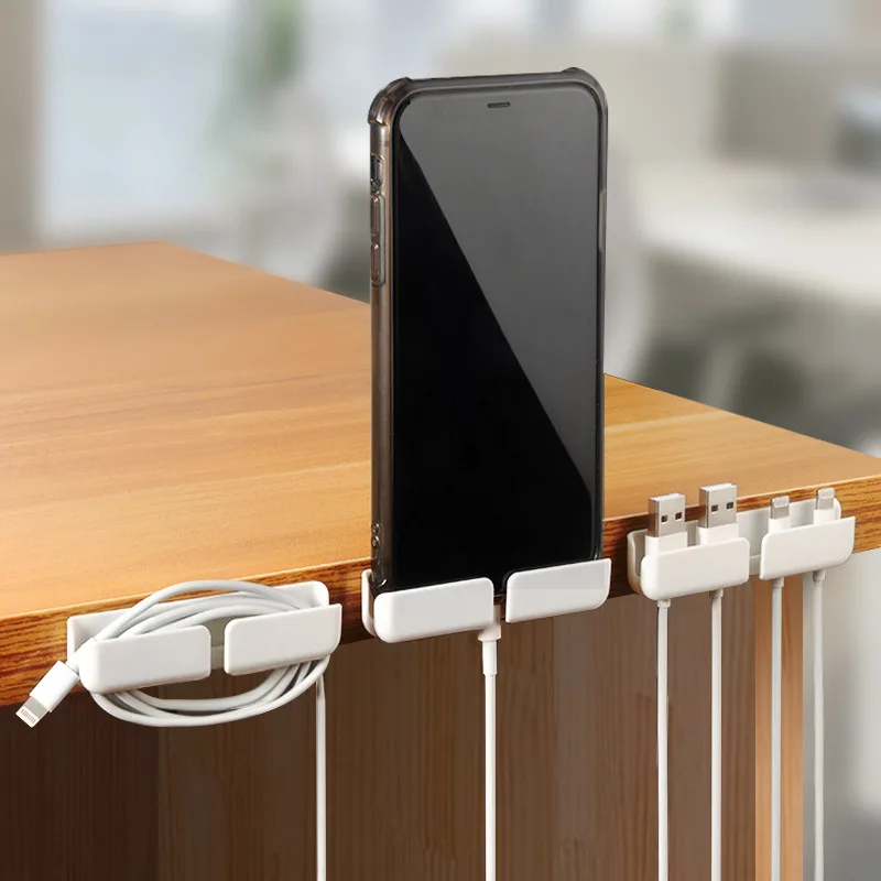 Wire Holder & Organizer with ABS Material for Data & Network Cables-Nail-Free Wall Storage Clip & Rail