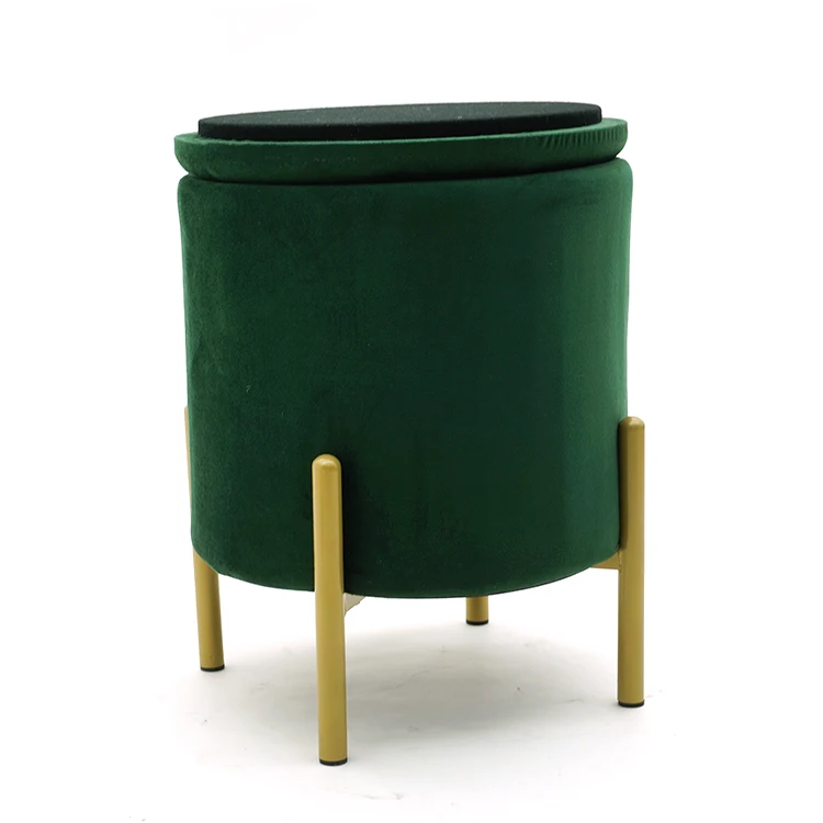 Customized Storage Ottoman Set Round Velvet Footrest Modern Vanity Stool Seat Factory Price