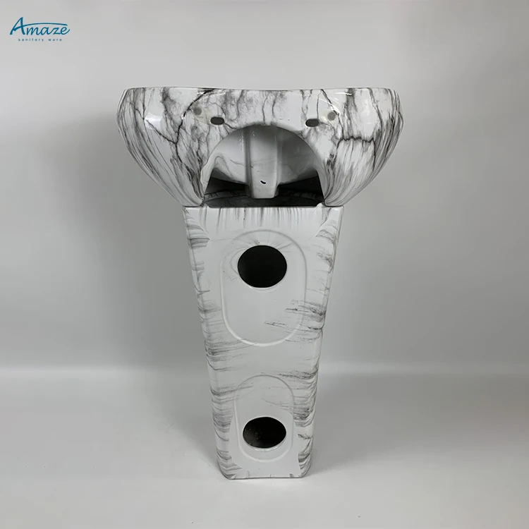 Modern style series marble design bathroom sink ceramic sanitary ware pedestal wash basin manufacture