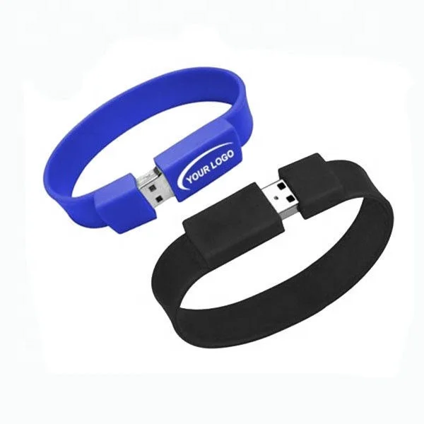 Cheap Custom Medical Silicone USB Flash Drive Bracelet Real Capacity 64gb 128gb Memory Stick Red Yellow Blue Rubber Wristbands