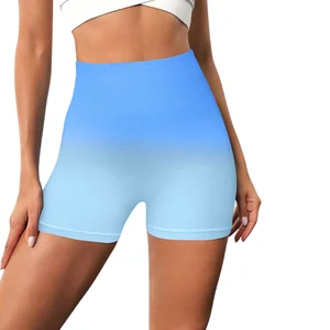 Best Selling Women's Yoga Shorts Gradient Color Elastic Butt Lifting High Waist Sweat Absorbent Sports Workout Shorts
