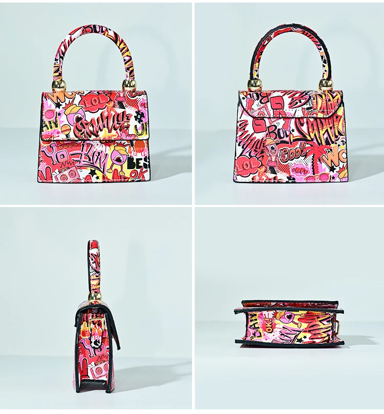 designer brand kid purses and handbags  girl cute pattern mini shoulder bag 2021 leather handbag women  small graffiti purses