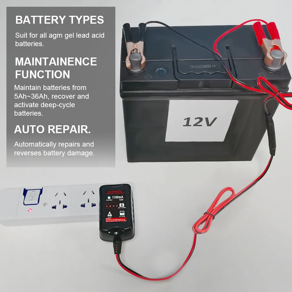 Portable Auto Smart Solar Battery Charger Car Battery Charger 12V 1.1A