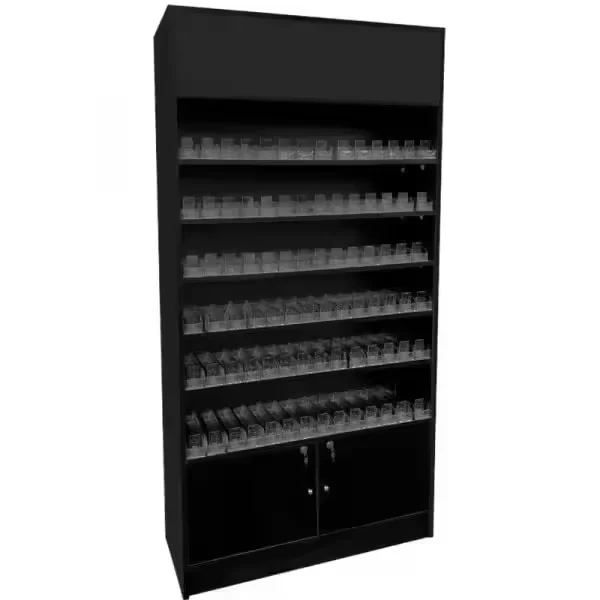 Wall Display Unit With Cigarette Pushers and Storage
