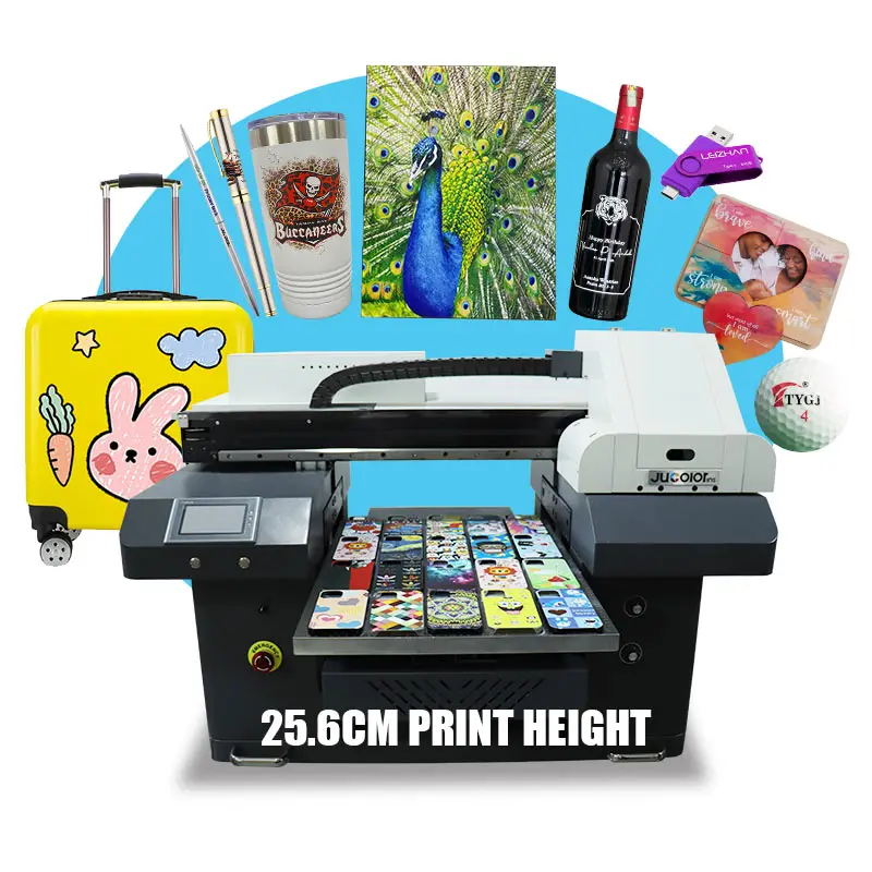 Jucolor High Speed A2 UV Printer with Embossed and Glossy Printing on Metal Wood Acrylic