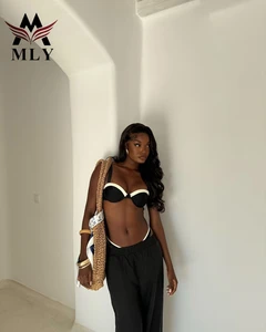 MLY Best Selling Solid Black and White Women Ladies Beachwear Custom Swimwear Sexy Micro Bikini Bathing Suits