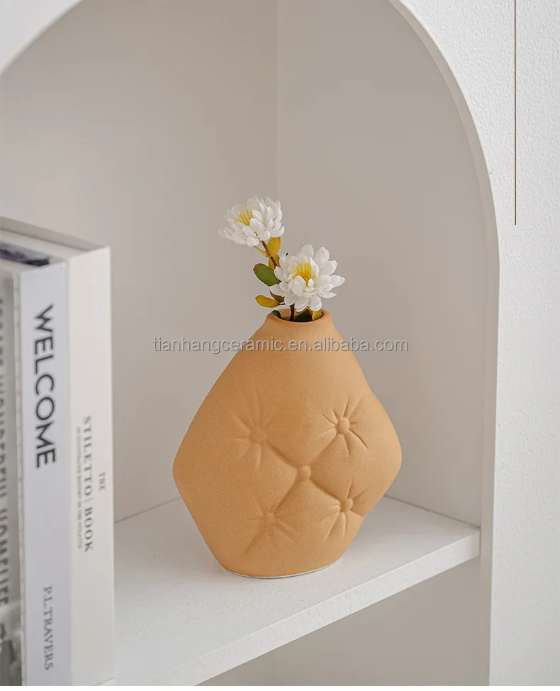 High Luxury Elegant Simple Irregular Vases Matte Frosted Ceramic Table Vase For Home Decoration.jpg