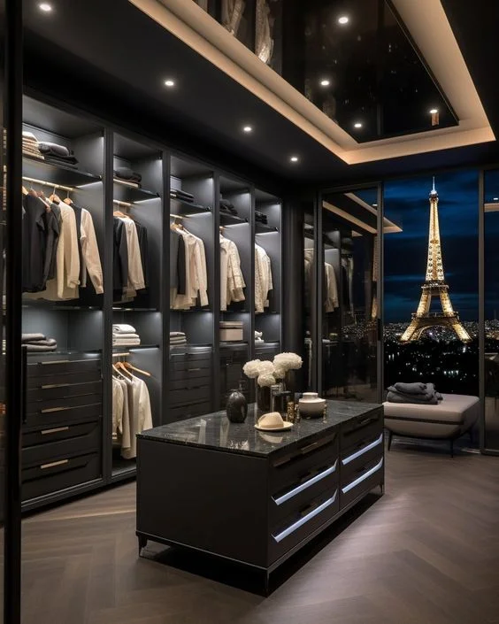 Modern Design European-style with Mirror Living Room Cabinet Glass Door Locker Walk-in Closet Cabinet with Island