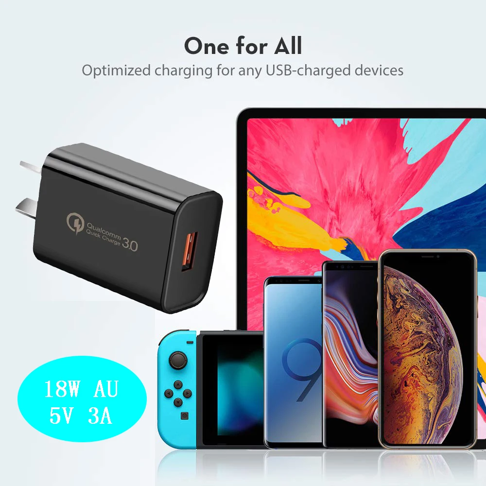 Сетевое зарядное устройство USB Quick Charge 3 0 18 Вт 5 В А блок быстрой зарядки QC совместим с мобильными телефонами