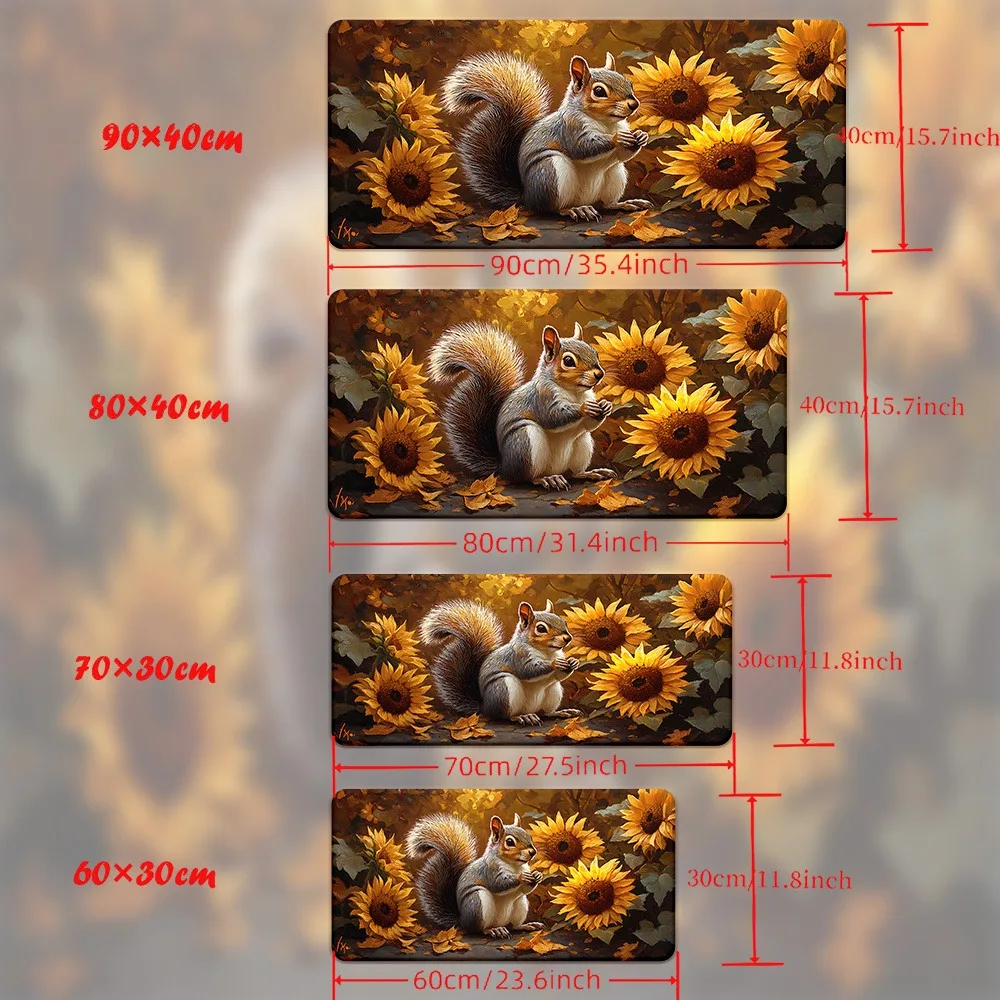 Squirrel in Sunflowers Beautiful Stylish PC Gaming Mouse Pads Gamer Mats Teclado Ergonom aperçu 9