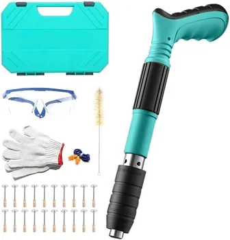 Concrete Nail Gun Kit with 20pcs Nails, 5 Speed Adjustable Manual Steel Nail Gun