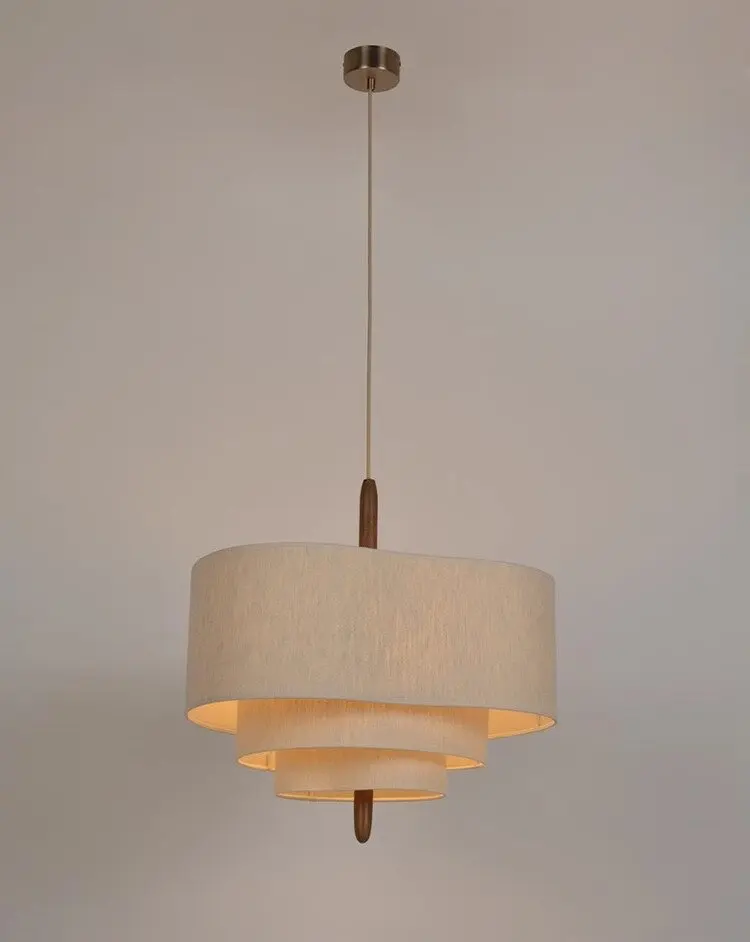 Living Room Restaurant Kitchen Dining Chandelier Led E27 Vintage Kitchen Ceiling Fabric Wabi Sabi Pendant Light