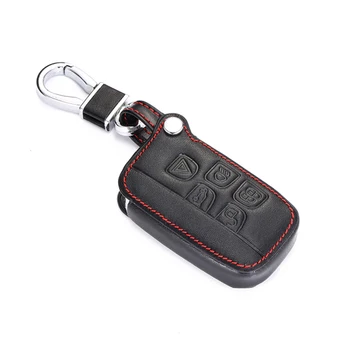 Leather Car Key Case For Land Rover Range Rover Sport Evoque SV Defender Discovery Jaguar E-Pace F-Pace Remote Fob Cover