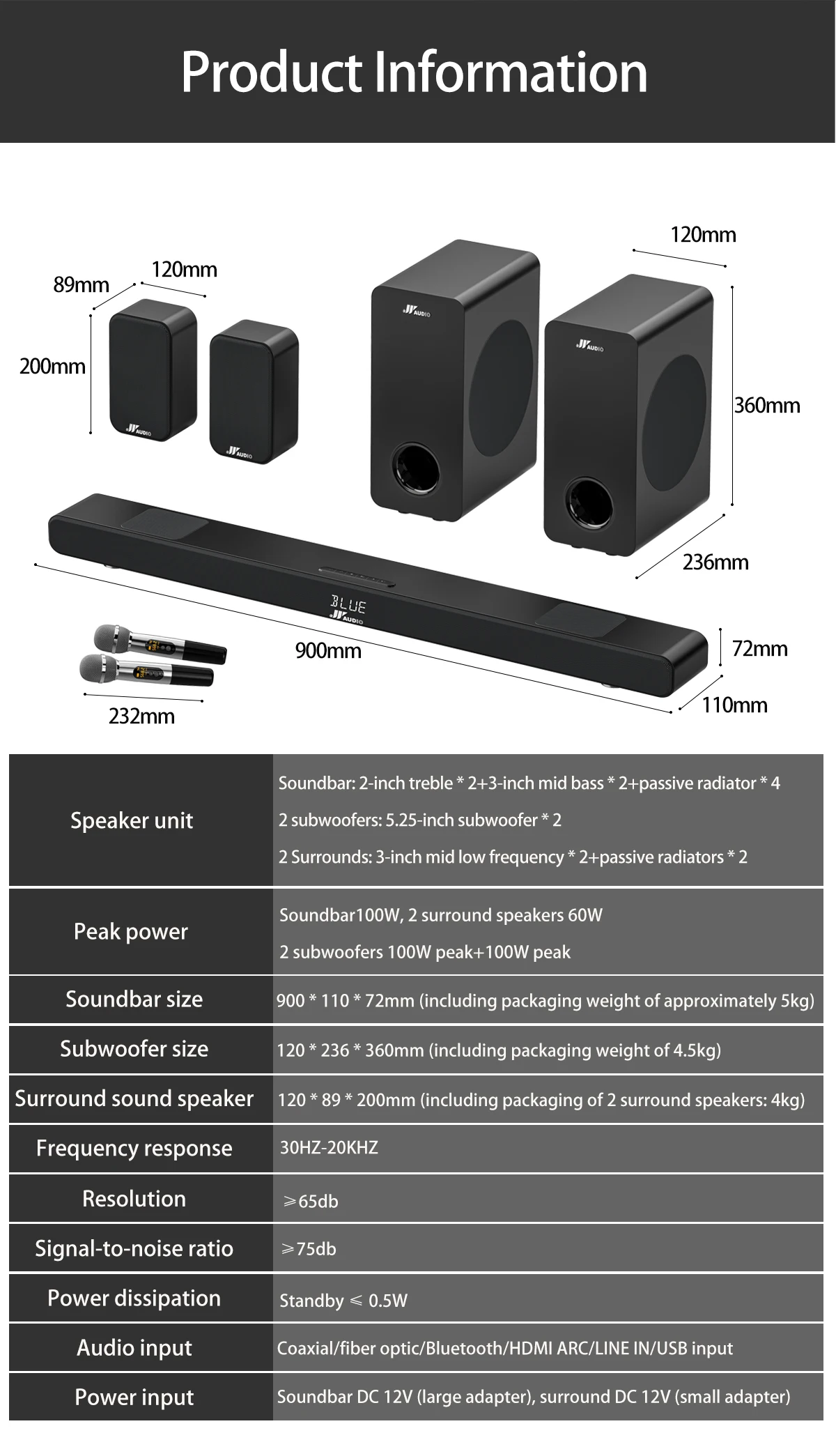 Mecer Soundbar Home Cinema System SoundBar For TV Computer Projector