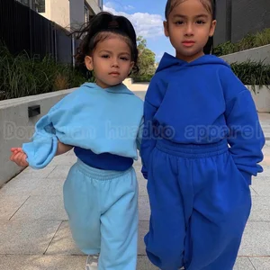 2026  Spring Fall Terry Cotton Oversized Hoodie Jogger Sweatpants Tracksuit Kids Streetwear Child Girl Clothes