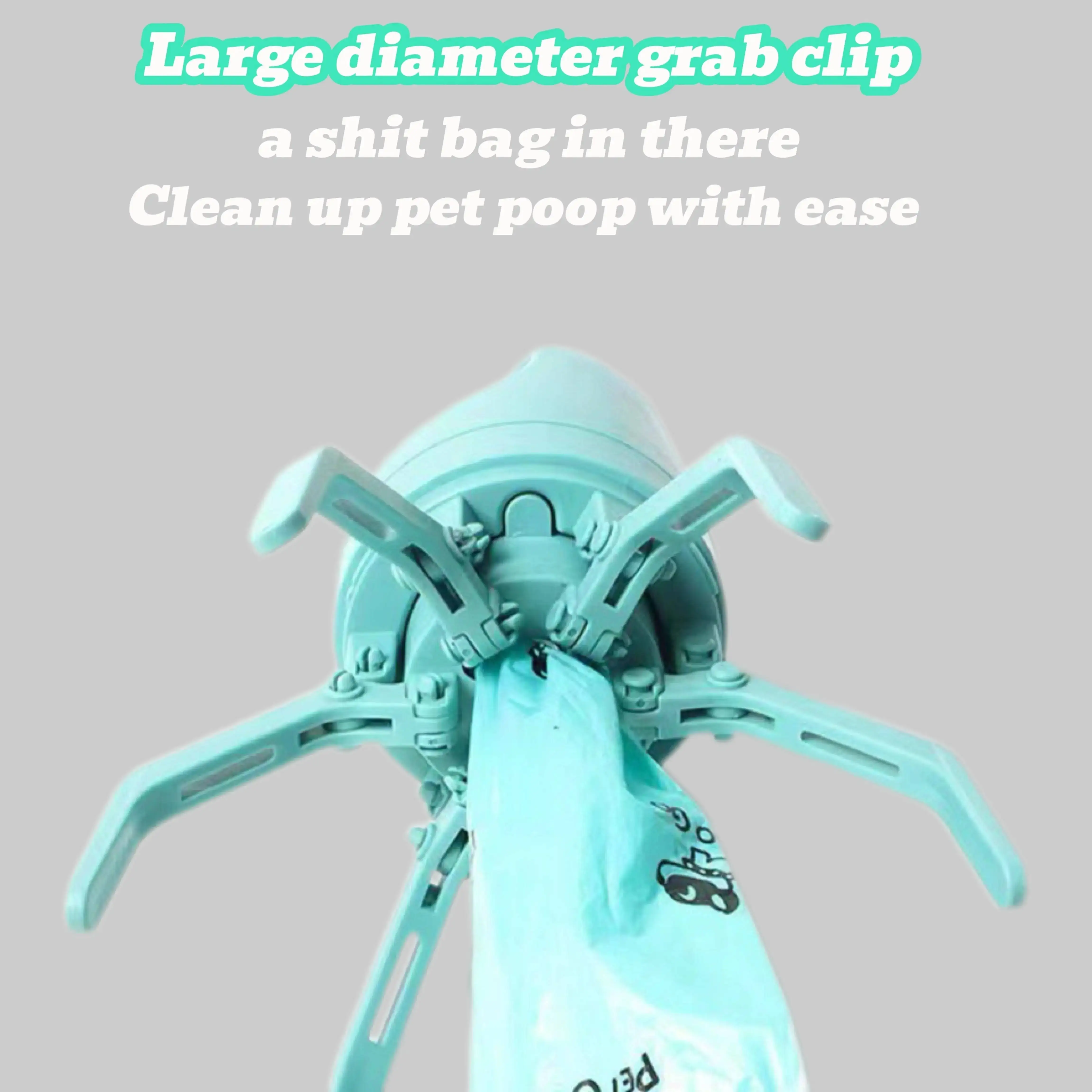 Poop Scooper with Built-in Poop Bag Dispenser Picker Portable Claw Handheld Dog Poop Scooper for Small Medium Large Dogs
