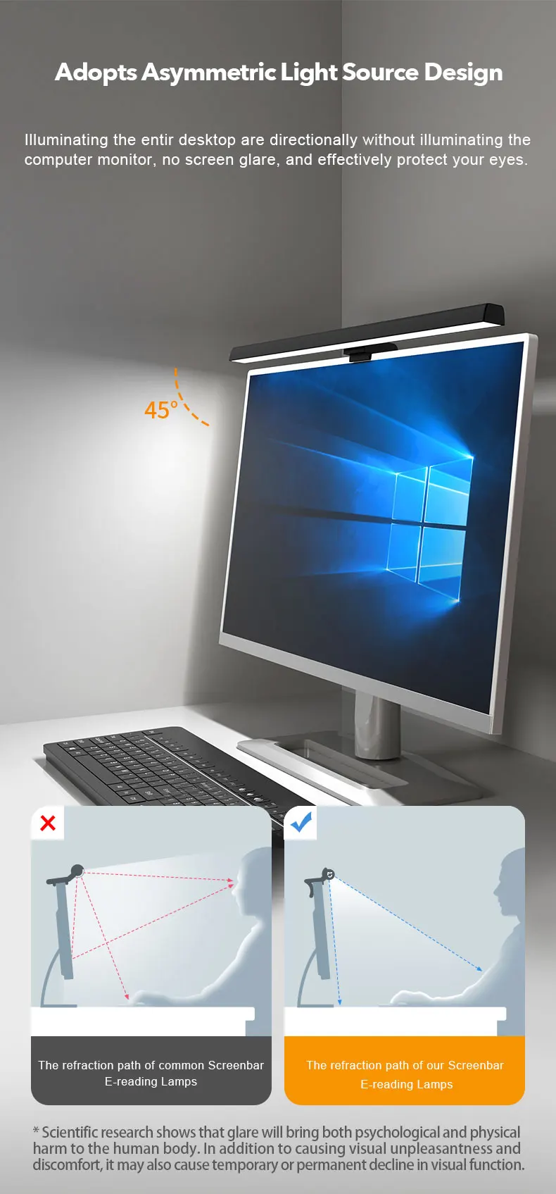 3 Color Temperature Stepless Dimming Screenbar Light Desk Lamp Computer Laptop Led USB Screen Bar Hanging Light Lamp