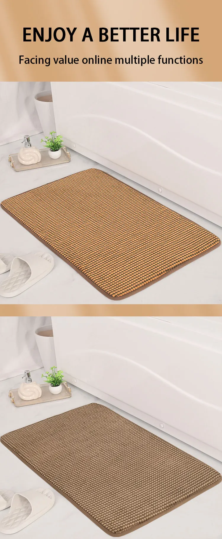 Multi-size Multi-color Customizable Kitchen Living Room Bath Room Toilet Surface Quickly Drying Bathroom Mat supplier