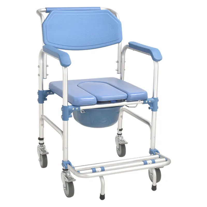 Portable Folding Commode Chair Shower Toilet Chair for Elderly & Disabled