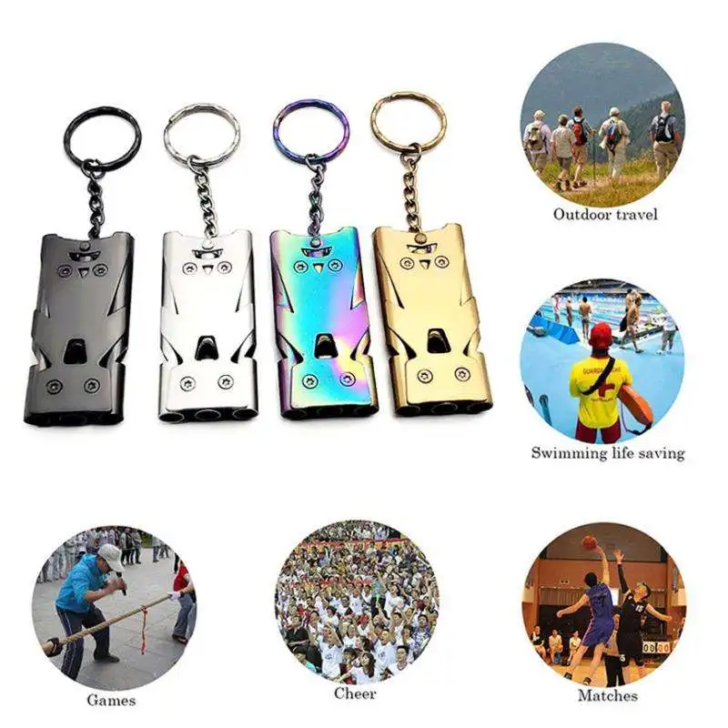 Sifflet De Survie EOUIAV - Lot 3 Pièces Métal Avec Porte-clés - Urgence, Plein Air, Arbitrage
