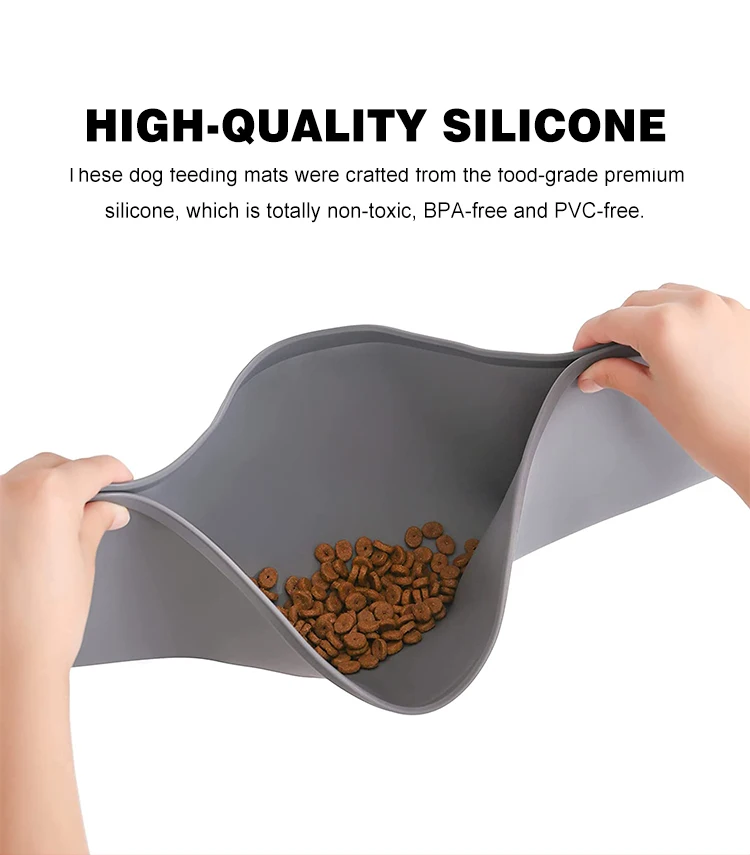 Waterproof Silicone Pet Feeding Mats With High Lips,Multiple Size And