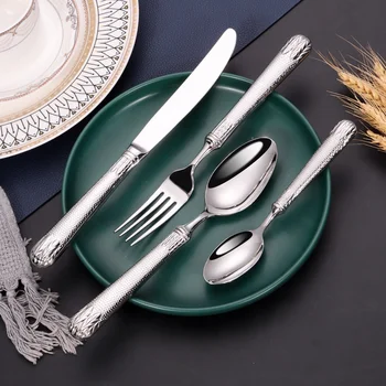 High-Grade 304 Stainless Steel Western Style Cutlery Set 4-Piece Household Knife Fork Spoon for Weddings Designed for Hotels