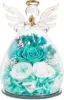 Bright blue-rose-austin-babys breath-hydrangea