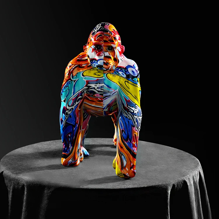 カラフルなグラフィティゴリラ彫刻ポップアートギャラリー装飾