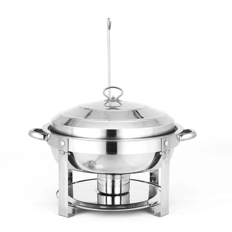 Hotel Chafer Dish Buffet Set Stainless Steel Food Warmer Buffet Stoves Stainless Steel Round Chafing Dishes With Lid_4