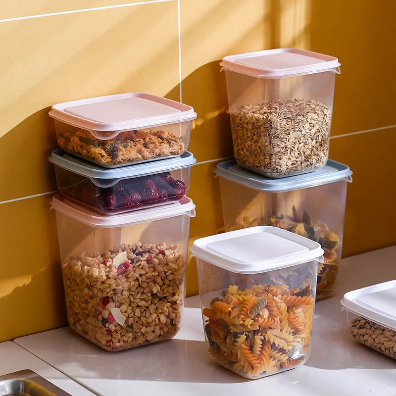 Kitchen Ware Colorful square Plastic Food Storage Containers Set With Lids 3 Piece Set