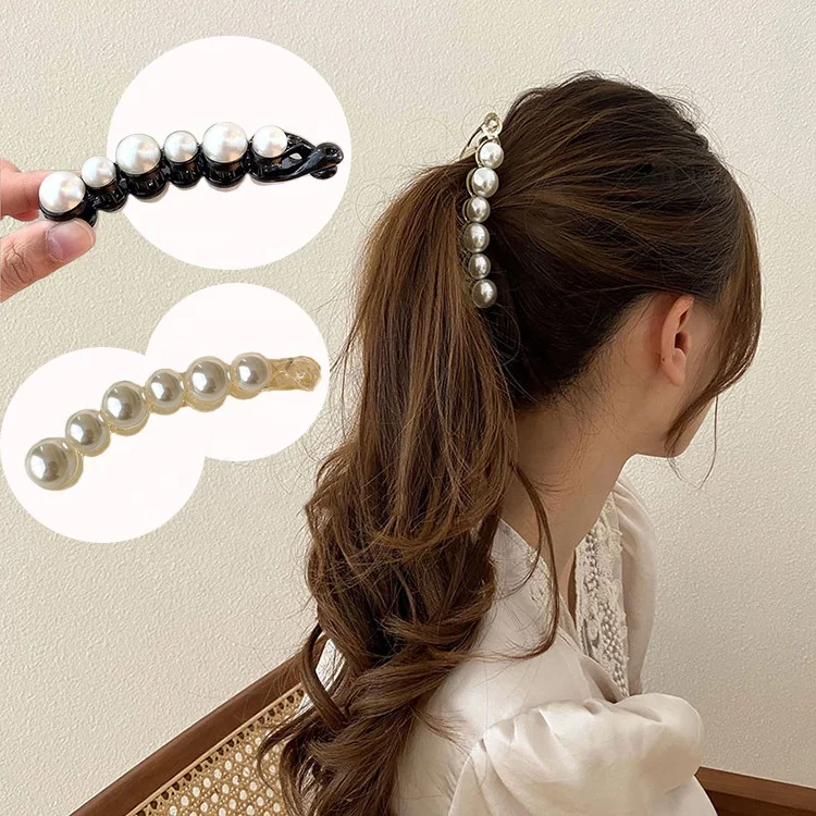 New Arrival Korean Banana Hair Clips Large Pearl Acrylic Hair Claws For  Women Hair Accessories - Buy Banana Clip,Korean Hair Claw,Pearl Hair Claw  Product on 