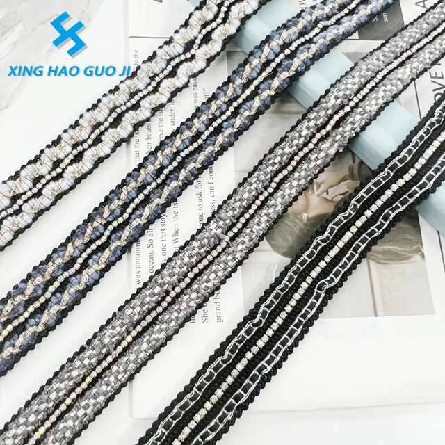 Fine Spot 2CM Diamond Wool Braided Decorative Lace Ribbon for Jacket Edge Decoration