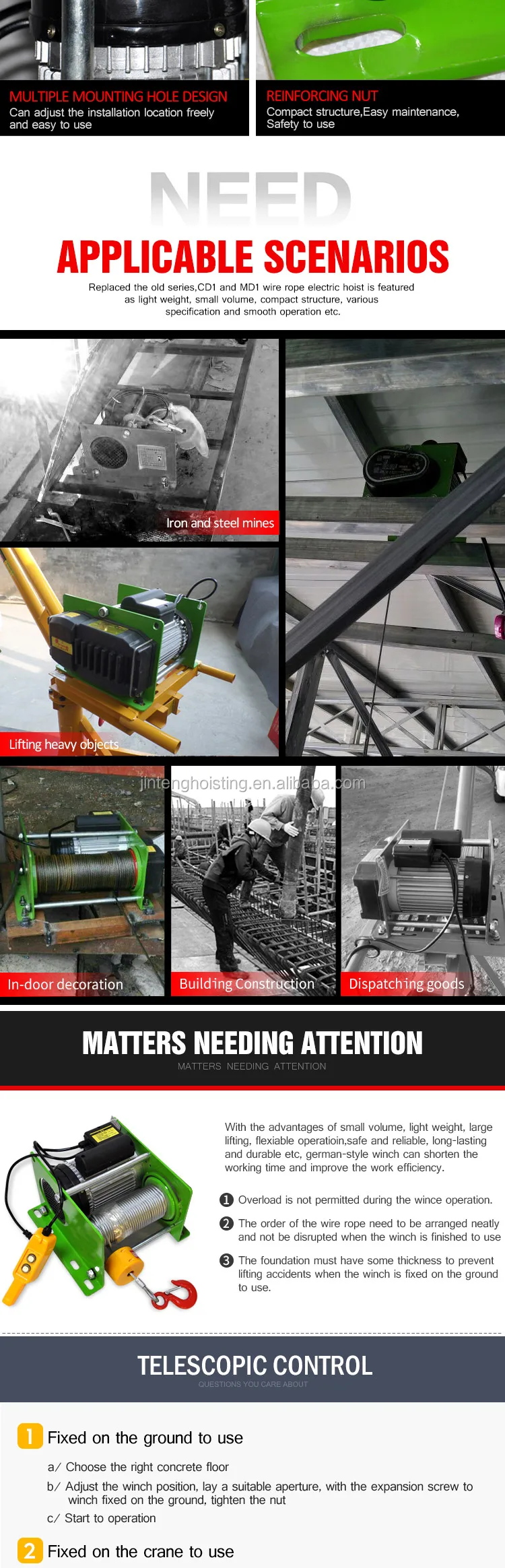 Lift Crane 220lb Electric Hoist Winch 110 Volt Winch With Remote