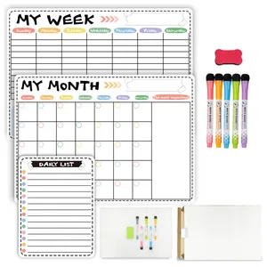 Medium Art Deco Magnetic Dry Erase Planner Bundle Monthly Daily Calendar Whiteboard Set Markers for Fridge Magnet Magnet