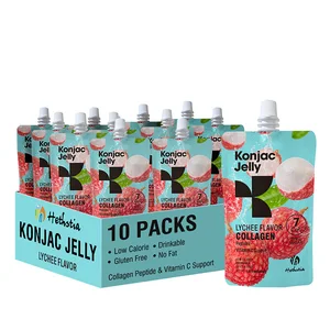 Zero Sugar Lychee-Flavored Fruit Konjac Jelly Gluten-Free Konnyaku Jelly with Collagen Peptides Packaged in Bags