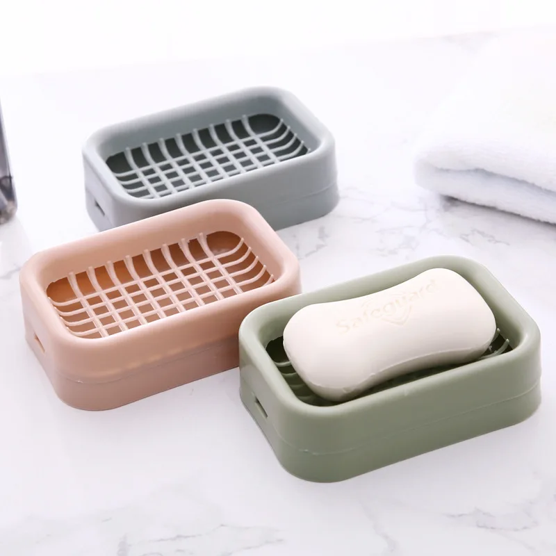 New creative PP bathroom double drain soap box Toilet fashion handmade soap rack soap tray wholesale