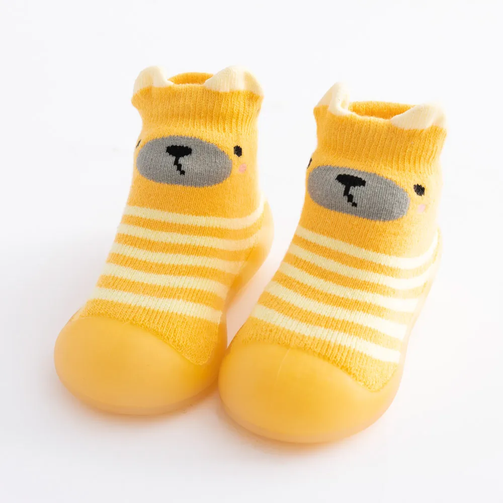 Newborn kids floor socks stripes cartoon baby toddler shoes non-slip rubber sole boys girls manufacture