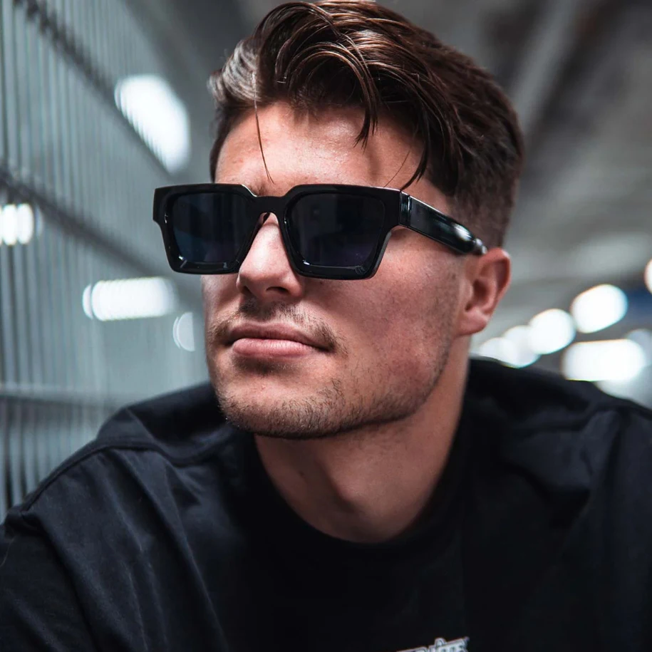 Custom Logo Retro Vintage Polarized UV400 TAC Lenses Oversized Square Thick Acetate Sung