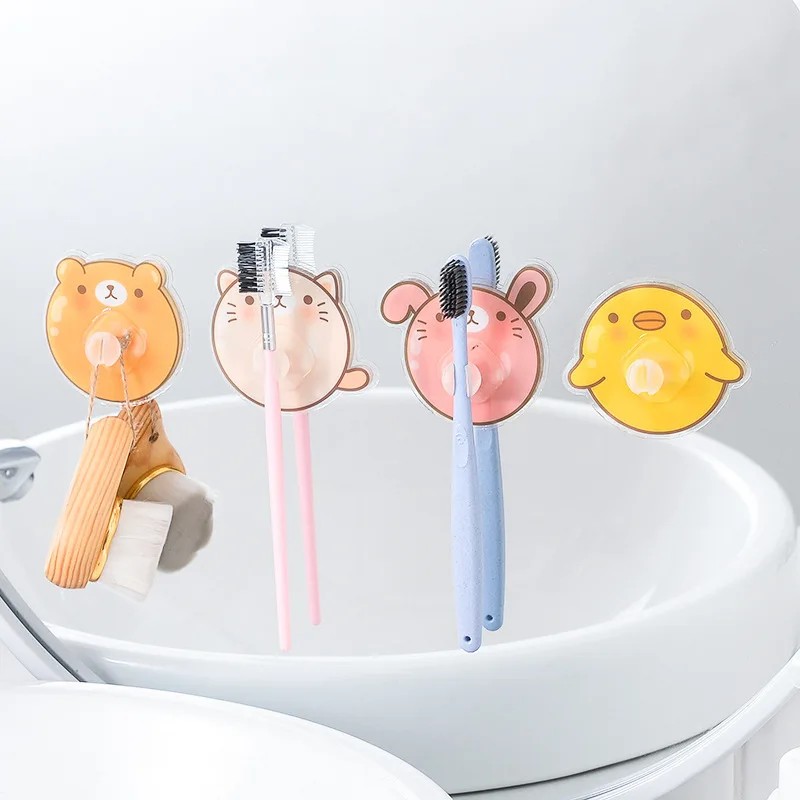 Creative cartoon wall-mounted toothbrush holder Bathroom traceless viscose toothbrush holder Durable toothbrush holder