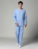 Light Grey Blue Men's Long Sleeve Scrub Set