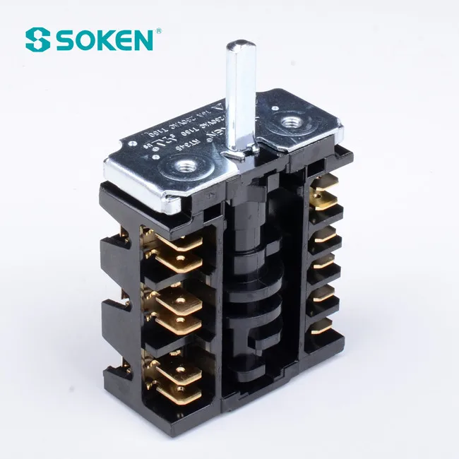 SOKEN  7 Step Rotary Selector Switch for Oven RT345-1A(51.43/18) Black for Built-in Oven