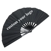 Large Hand Fan Custom Black Big Size Wholesale Bamboo Printed Hand Fan