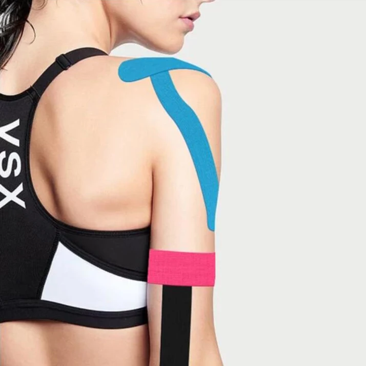 Кинезиологическая лента бандаж для мышц Спортивная хлопковая эластичная клейкая растяжения высокоскоростная снятия боли в коленях бега тренажерного зала