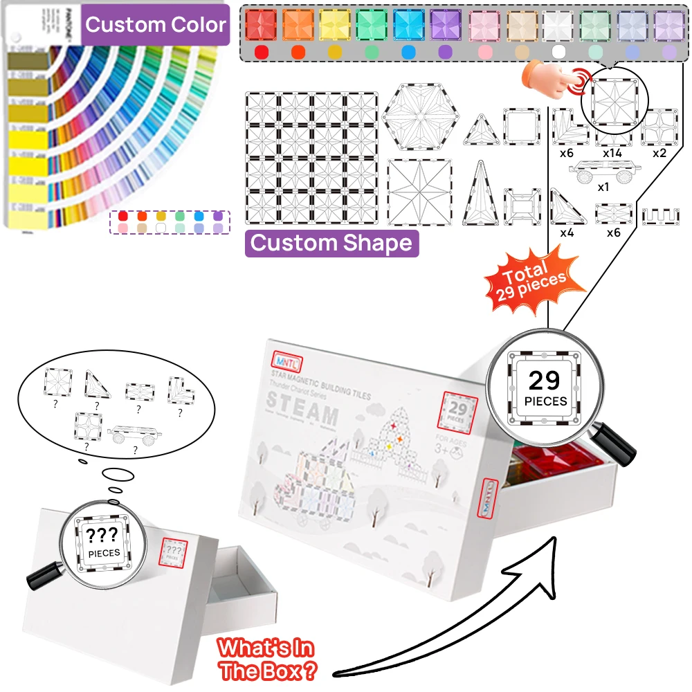 MNTL New 100pcs Marble Run Set Magnetic Tiles Building Blocks Educational Construction Toy Set STEM Learning Kit